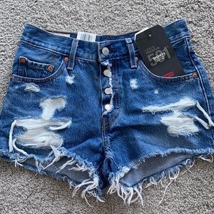 Levi’s 501 Mid Rise Distressed Shorts